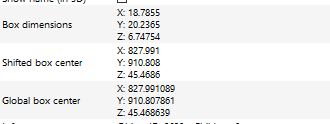 Properties of the set georeferenced with the 4x4 martix