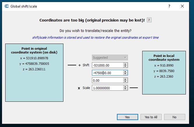 Shift and Scale settings